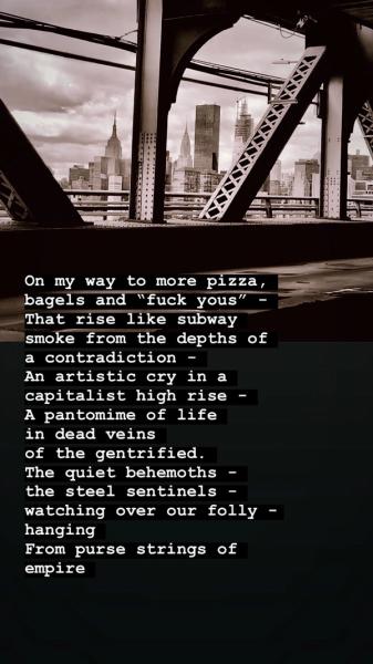 new york bridge with poetry
