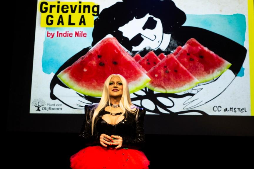 on stage grieving gala