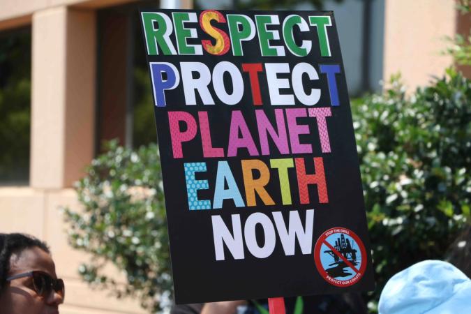 lockdown at DNC for people and planet, against TPP