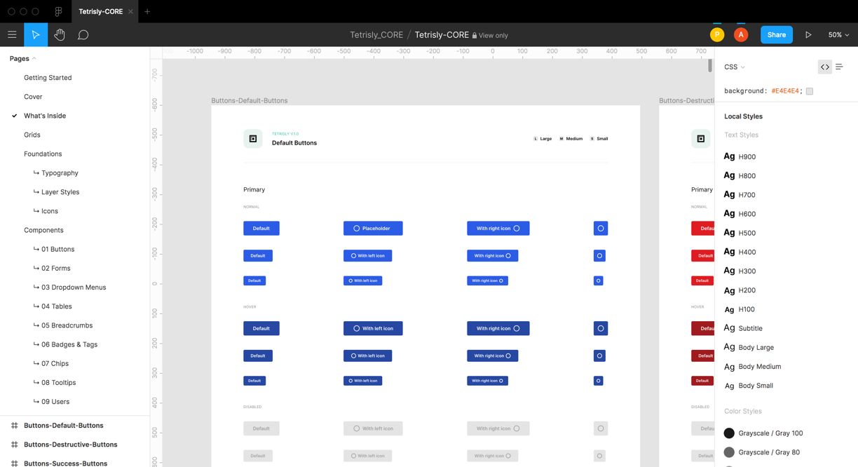 Screenshot of Figma interface with complex design system