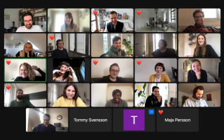 A screenshot of a Zoom call with many participants