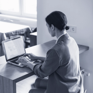 Person uses Dialog Studio in calm surroundings indoors