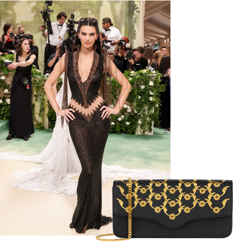 Kendall Jenner's Met Gala outfit perfectly aligns with Aranyani Charvi Clutch