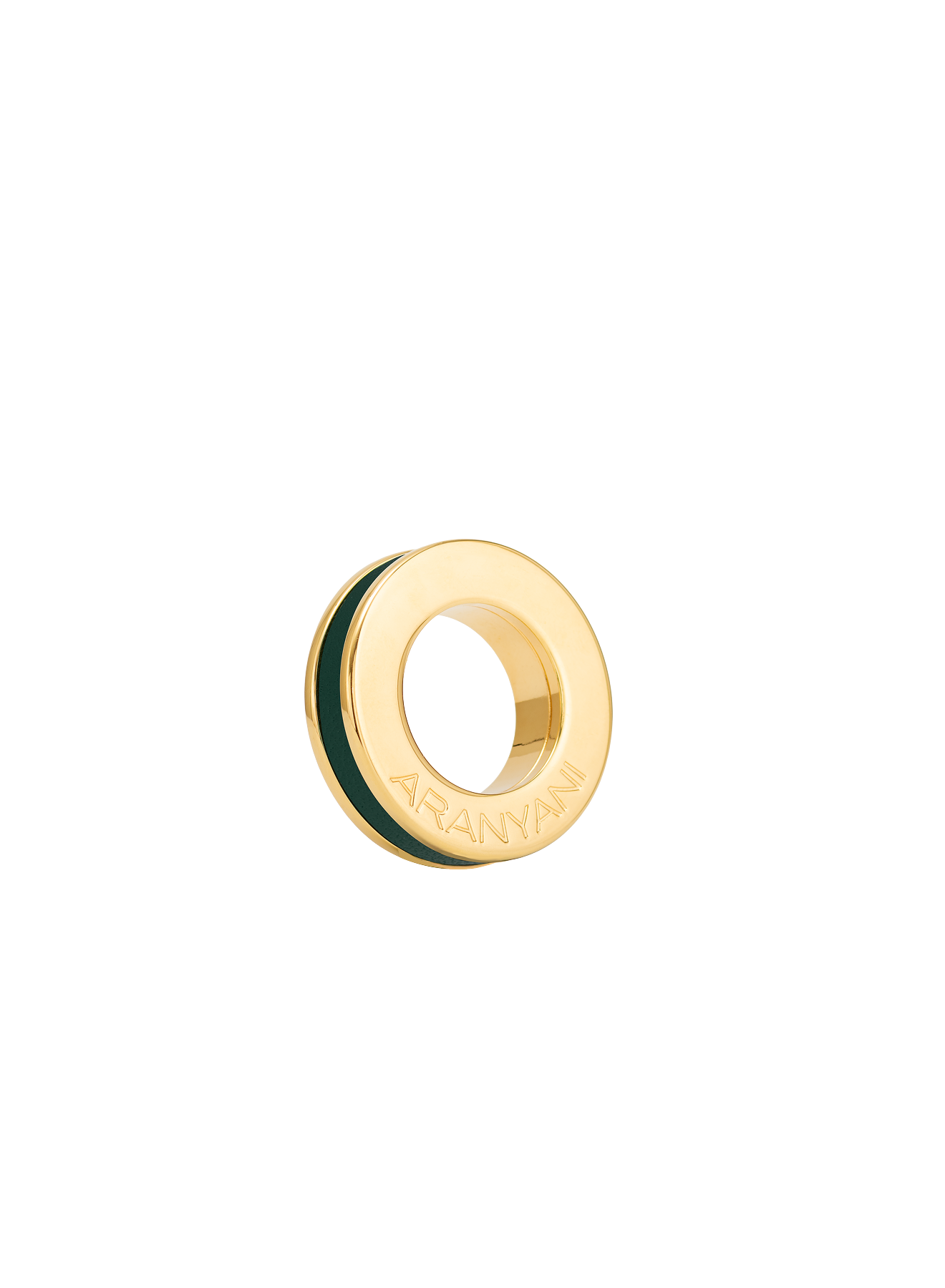 Metal Green / Calf Leather & 24K Gold Plated Ring