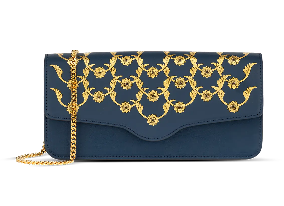 Aranyani Indian heritage handcrafted Charvi Clutch in Midnight Blue Shade