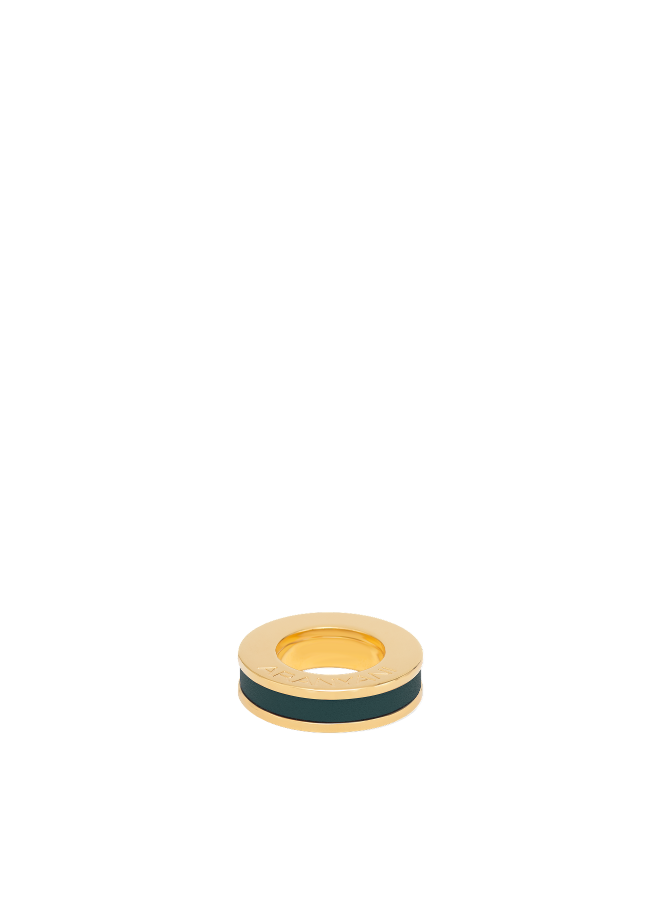 Metal Green / Calf Leather & 24K Gold Plated Ring
