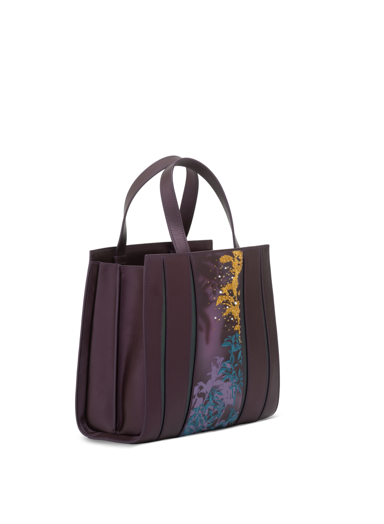 Metal Plum+ Metal Green / Smooth Italian Calf Nappa Leather