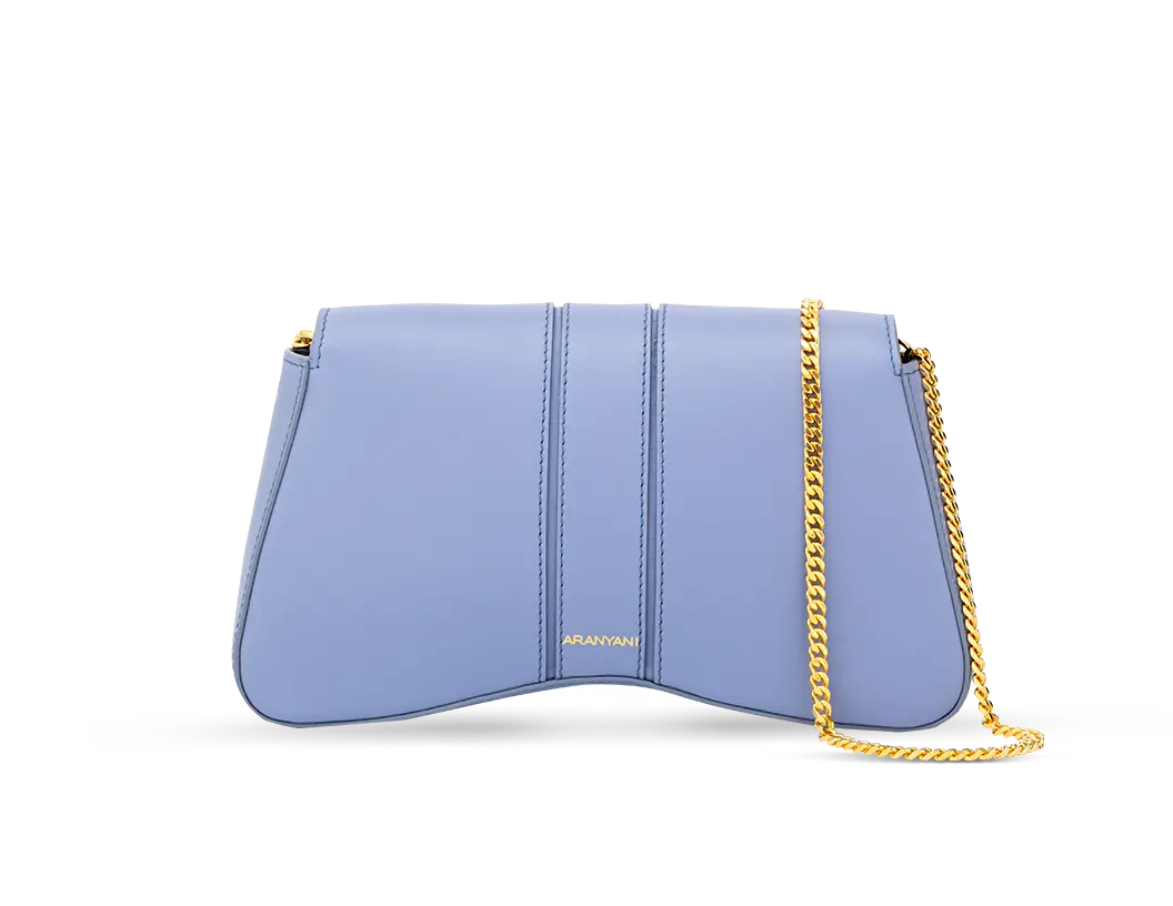 Aranyani Marquise Clutch in Tranquil Blue Colour with a detachable gold chain
