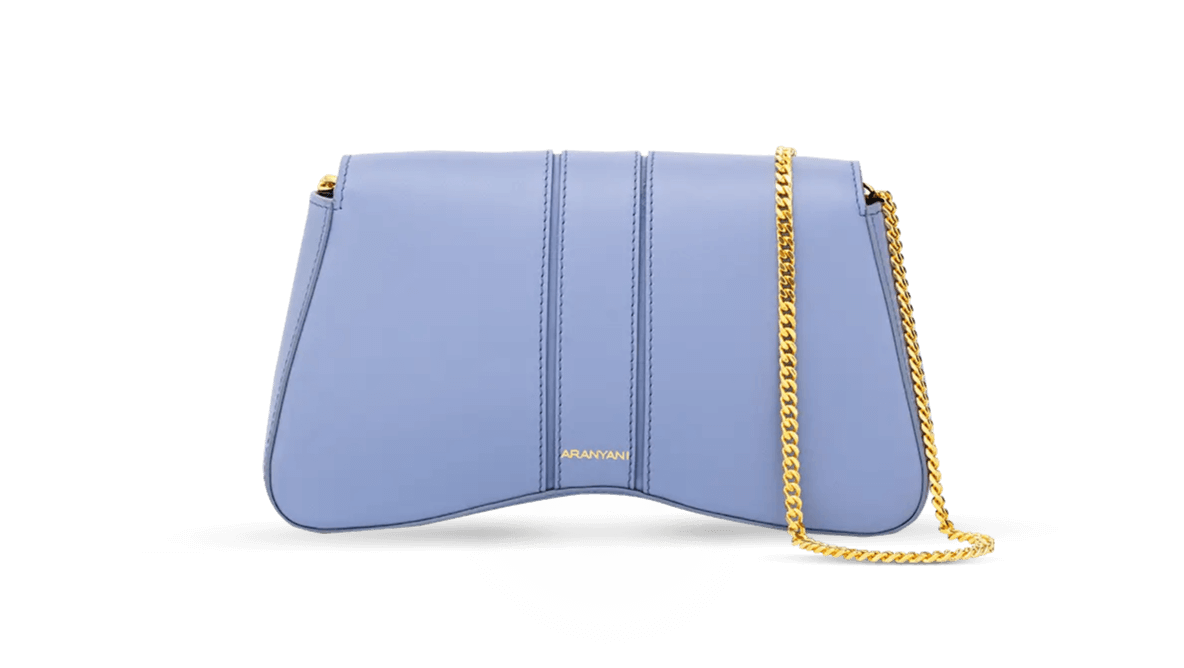 Back view of the Marquise Monogram Clutch in Tranquil blue Shade