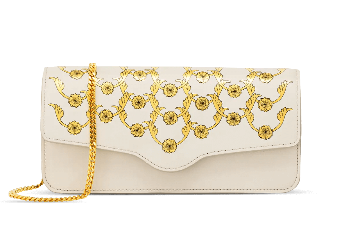 The beautiful Aranyani Charvi clutch gilded With Pure 24 Karat Gold