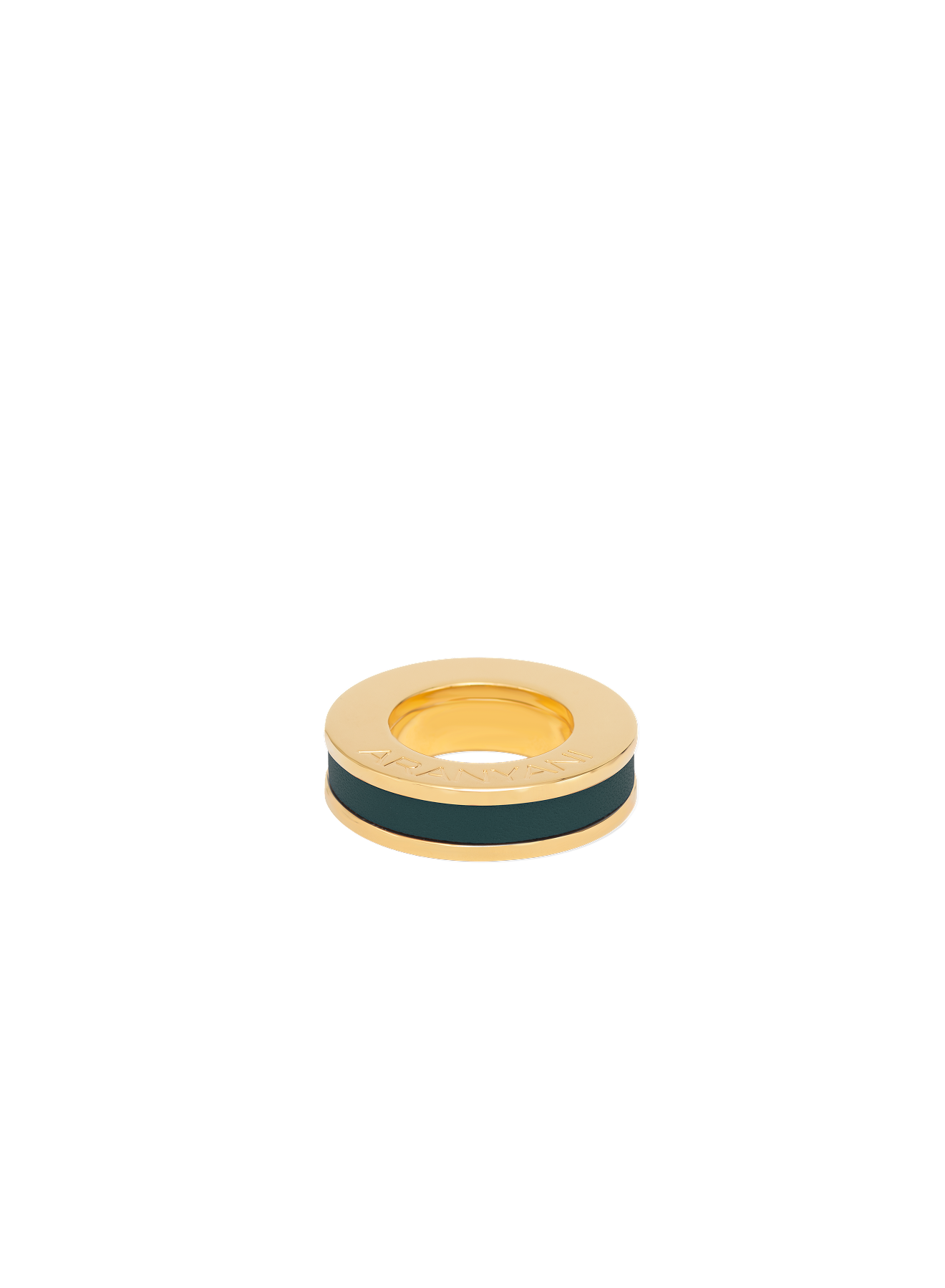 Metal Green / Calf Leather & 24K Gold Plated Ring