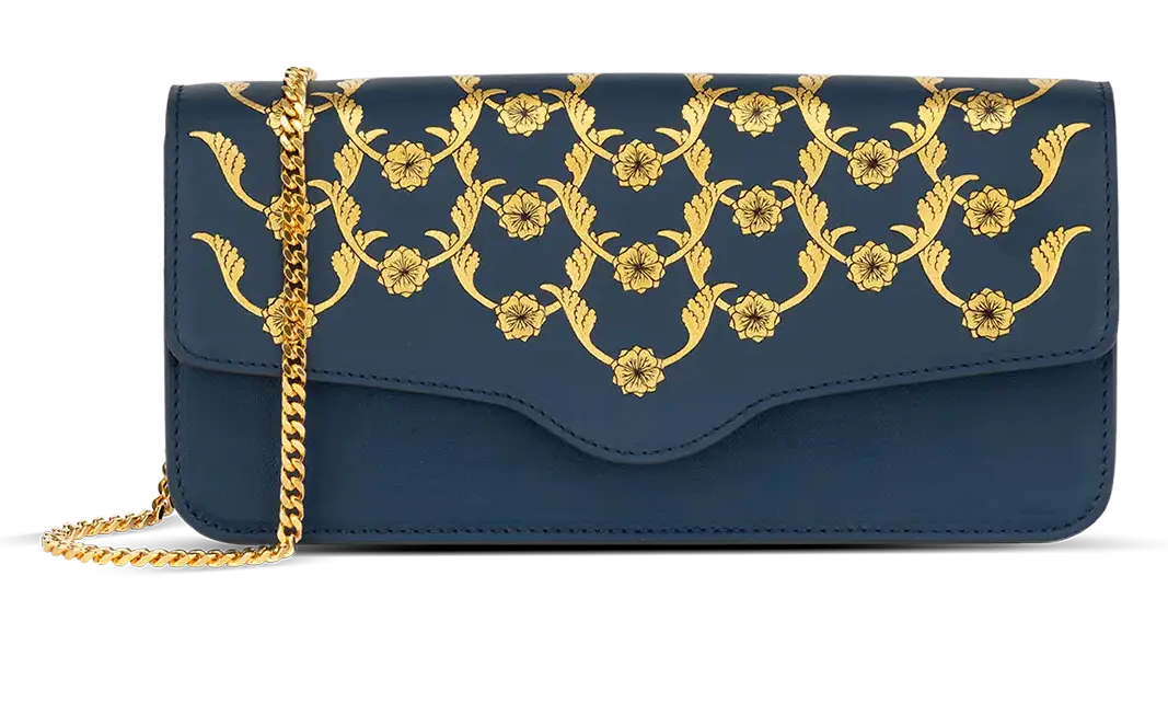 Aranyani Indian heritage handcrafted Charvi Clutch in Midnight Blue Shade