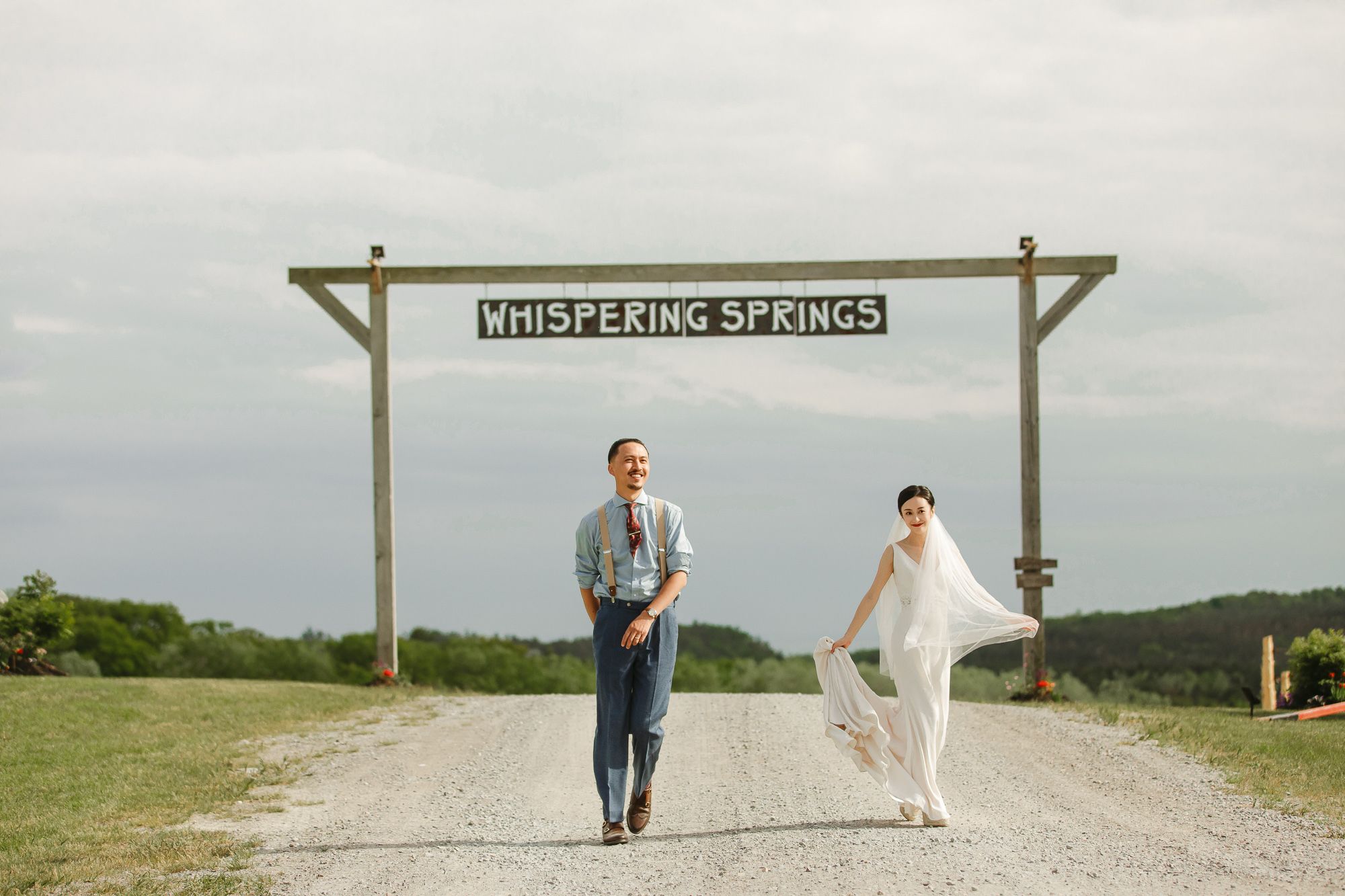 Editorial wedding portrait of couple in Toronto with natural movement