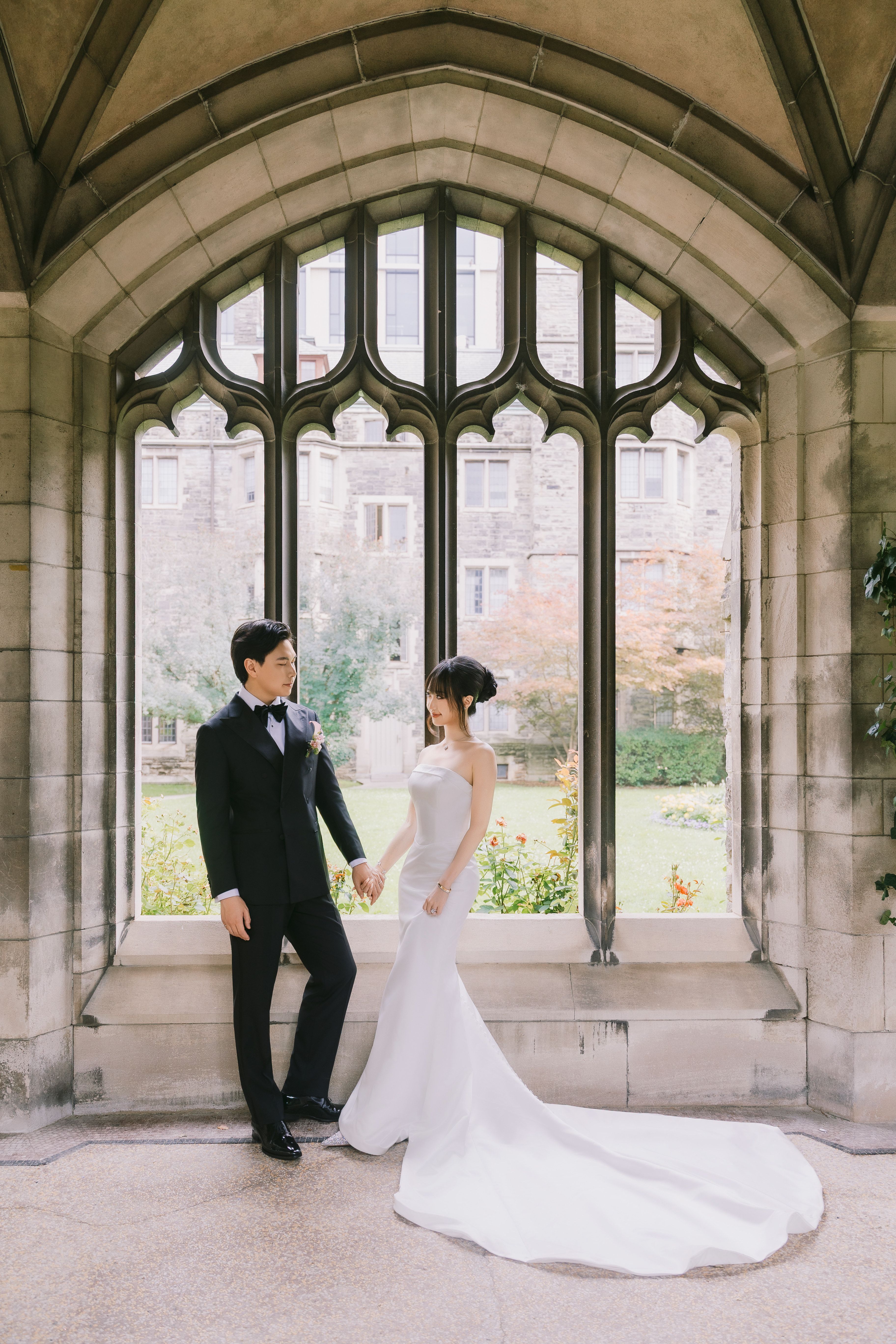 Knox College wedding photography with stone architecture and quiet portraits