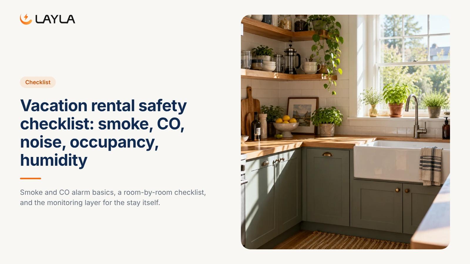 Vacation rental safety checklist: smoke, CO, noise, occupancy, humidity cover