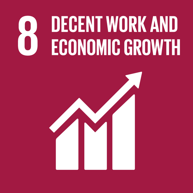 Bilde av FNs bærekraftsmål nr 8: decent work and economic growth