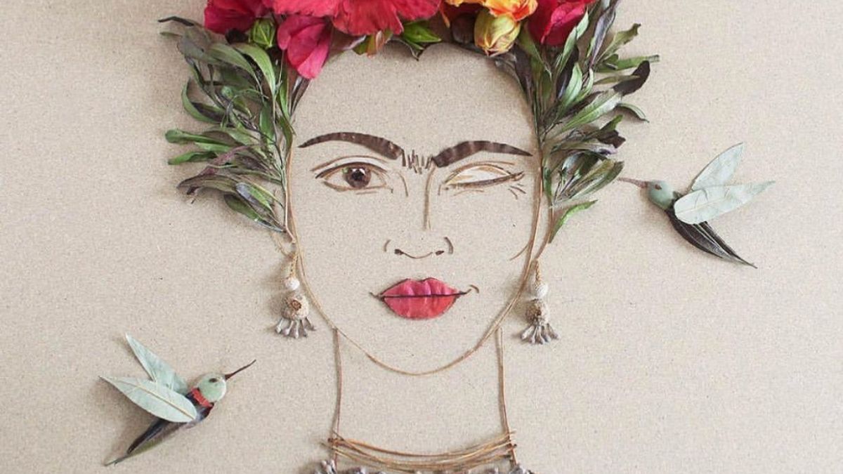 Blomsterkunst som et kvinnes ansikt