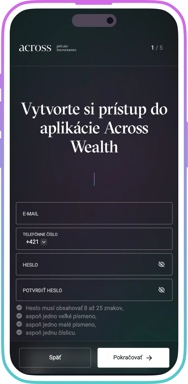 Mobilná aplikácia Across Wealth