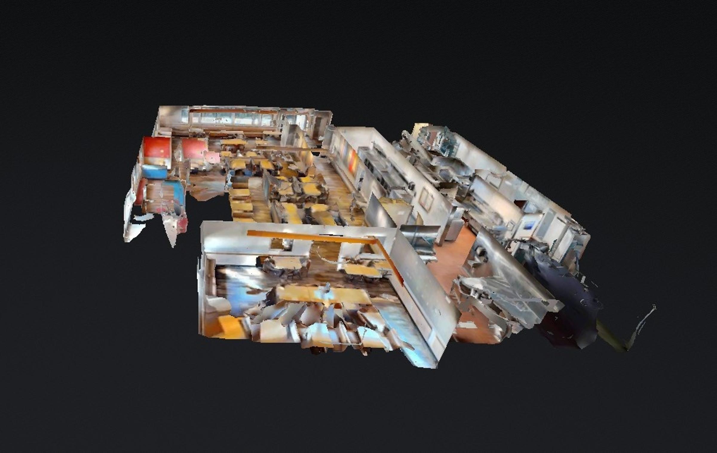 Matterport 3D dollhouse view of a commercial restaurant and bar space in Austin, Texas