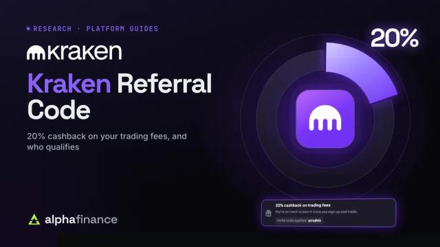Kraken referral code cover: the Kraken app icon inside a fee ring with a glowing 20% slice, beside Kraken's real sign-up panel reading 20% cashback on trading fees with invite code yrrzdttt applied