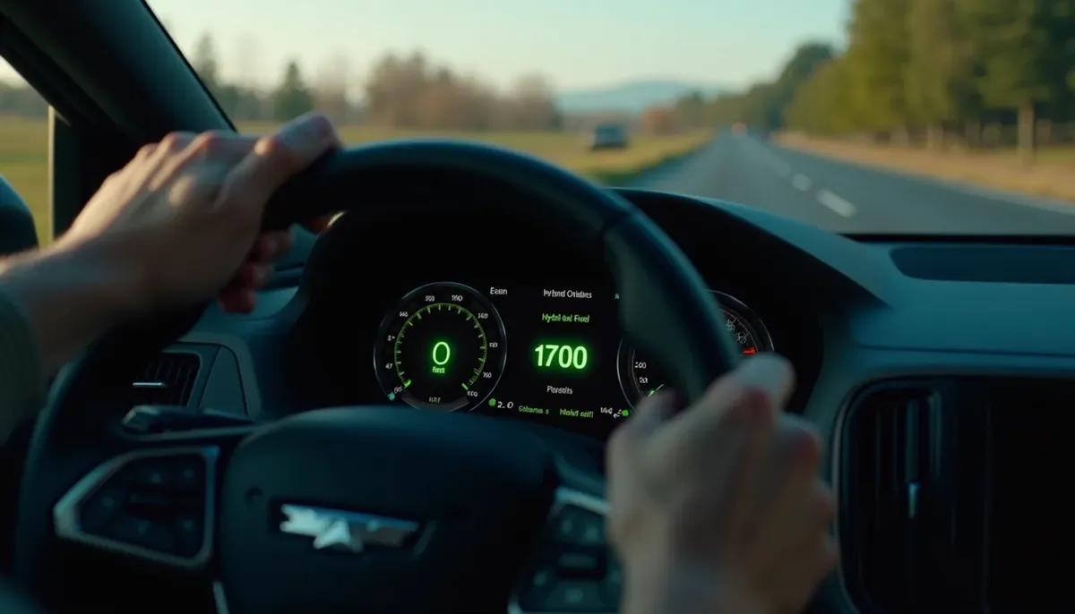 Écran de tableau de bord affichant une consommation de carburant optimisée