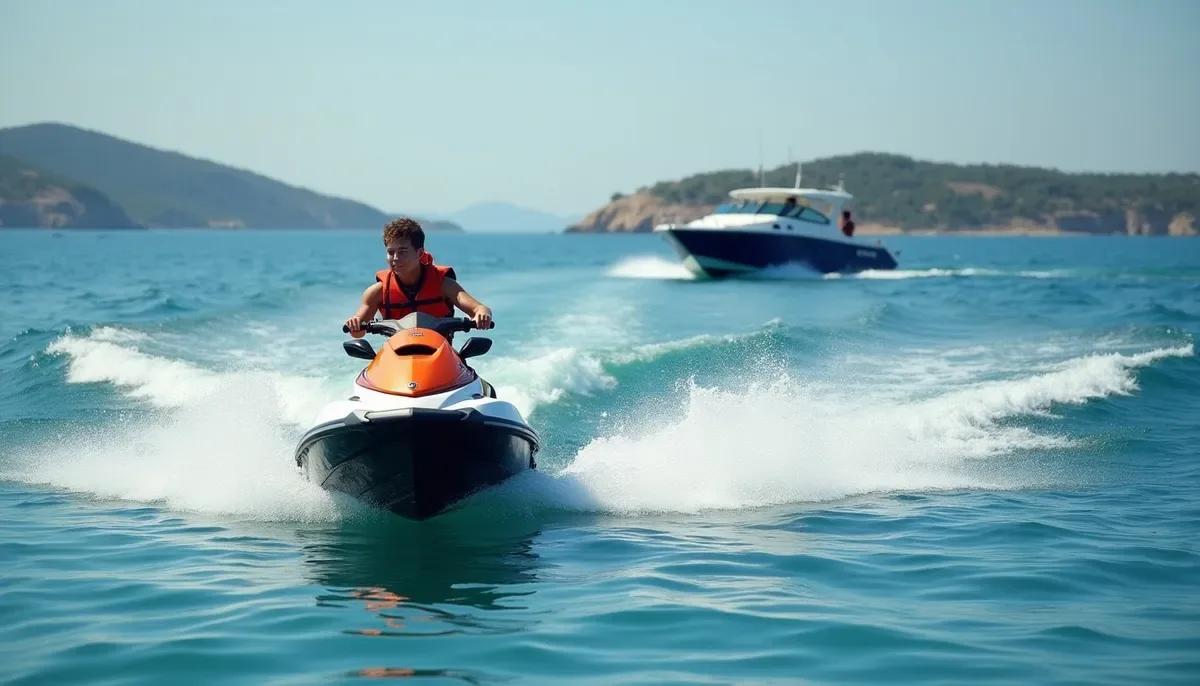 Jet-ski sur la mer Méditerranée par une journée ensoleillée