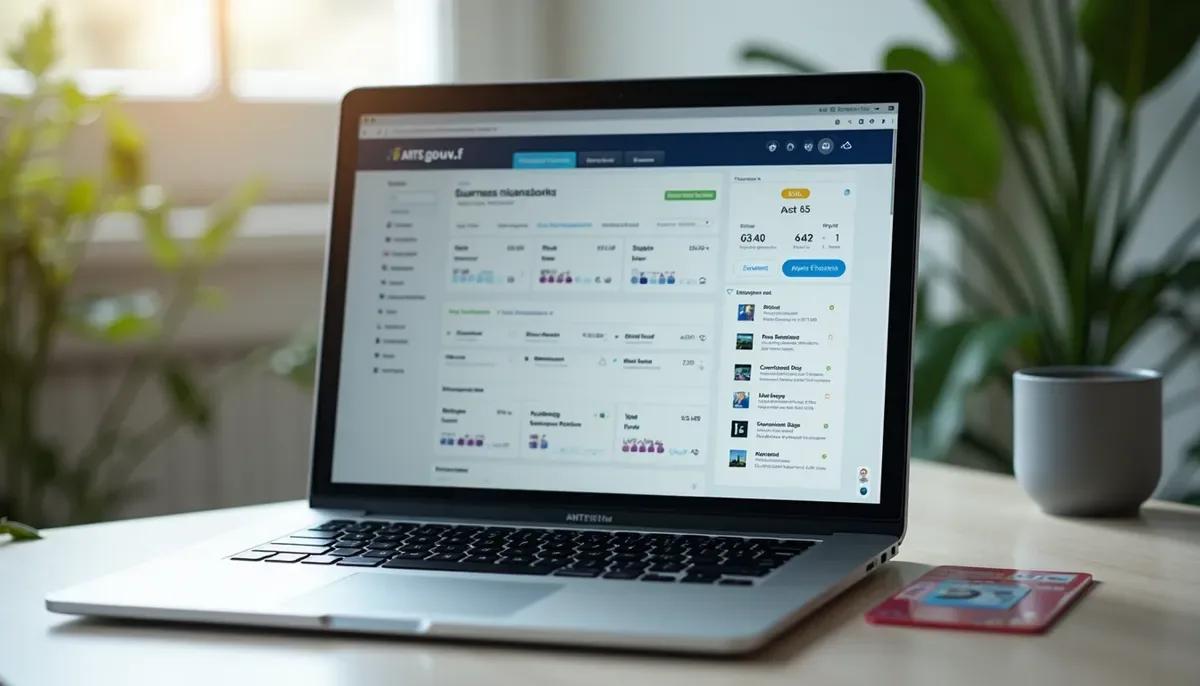 Écran d'ordinateur affichant le site ANTS pour la gestion du permis