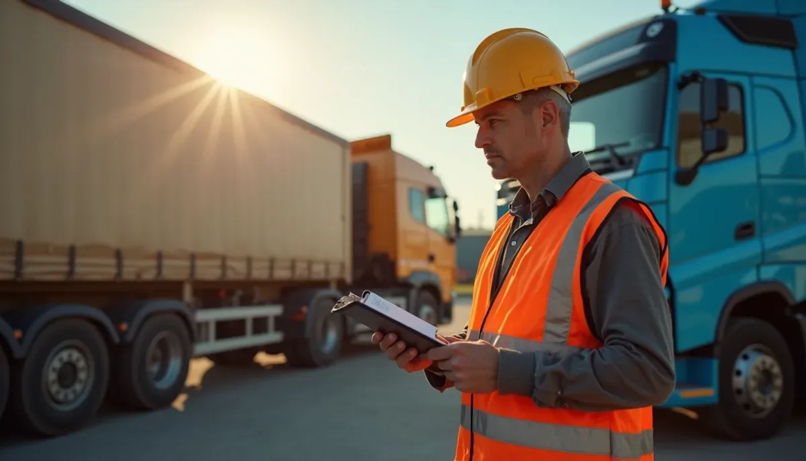 Chauffeur poids lourd au volant d'un camion sur une autoroute française