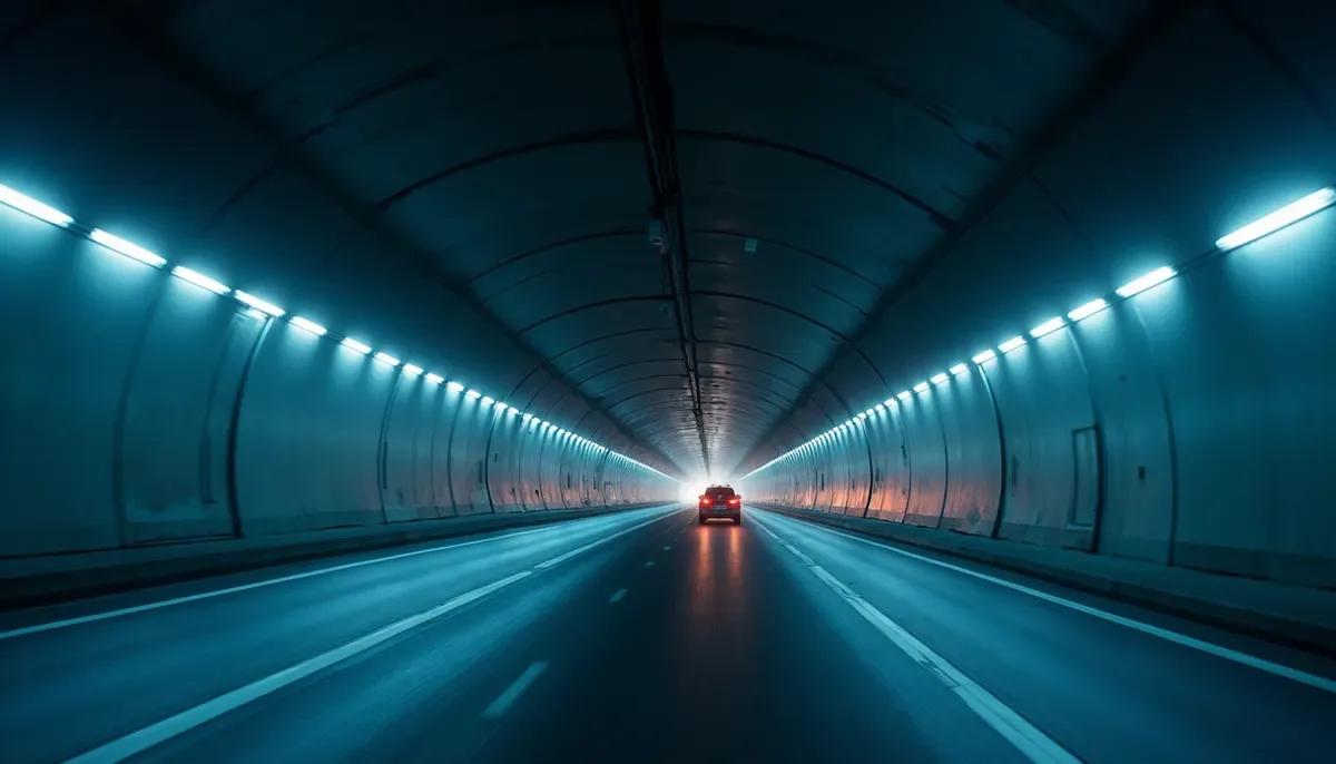 Intérieur du tunnel A86 Duplex avec éclairage LED