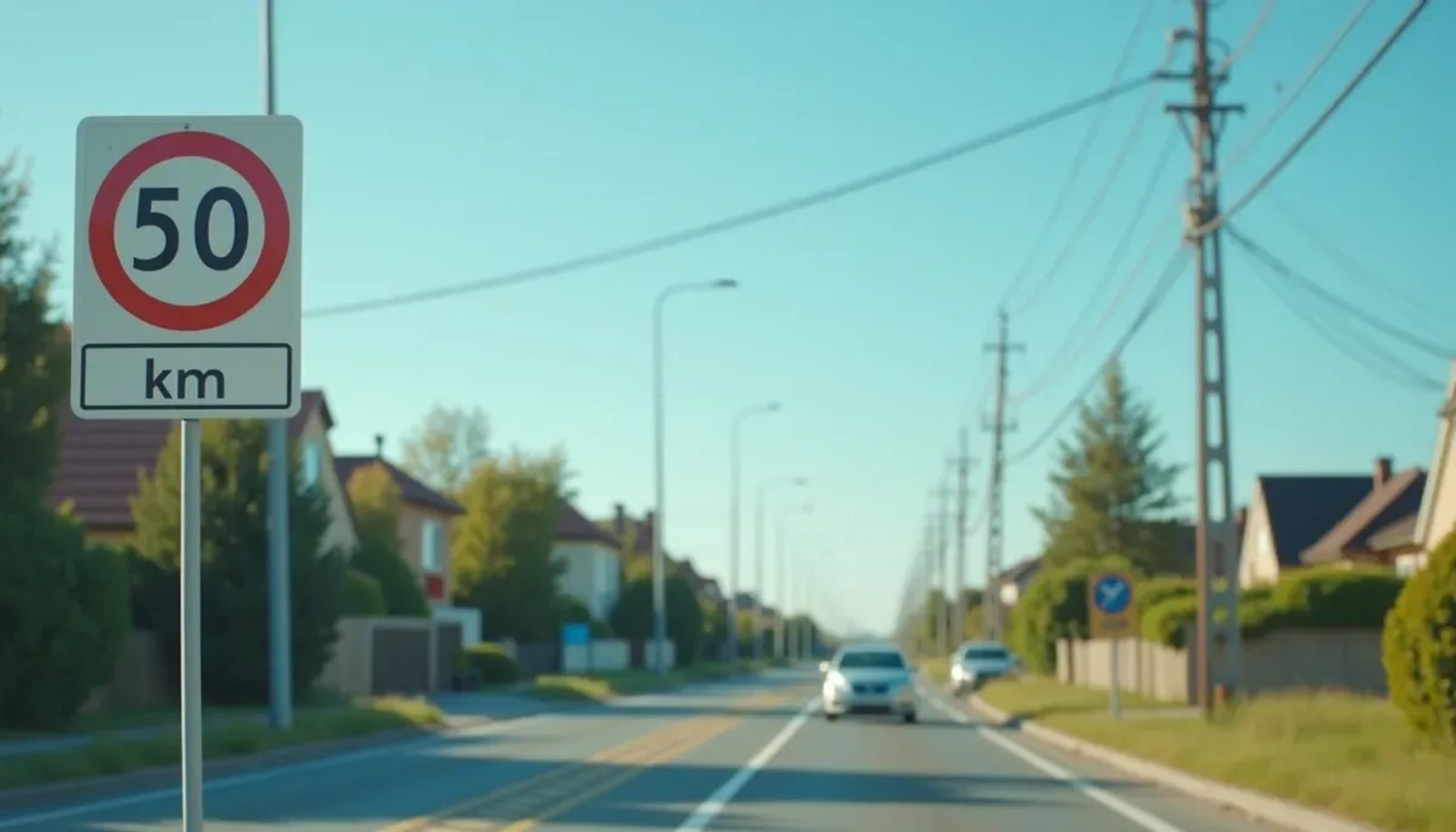 Panneau de limitation de vitesse à 50 km/h sur une route française