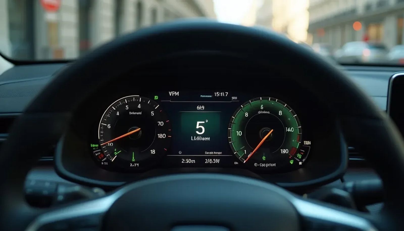 Compteur de consommation d'une voiture parisienne à faible régime