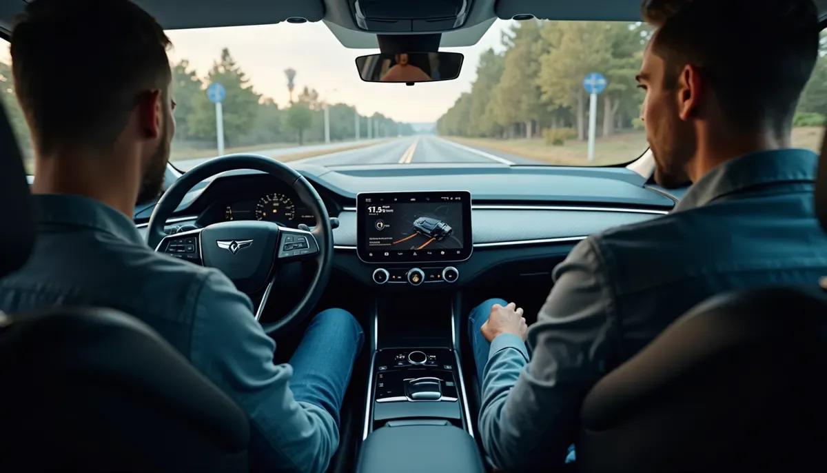 Conducteur mains libres dans une berline autonome niveau 3 sur autoroute
