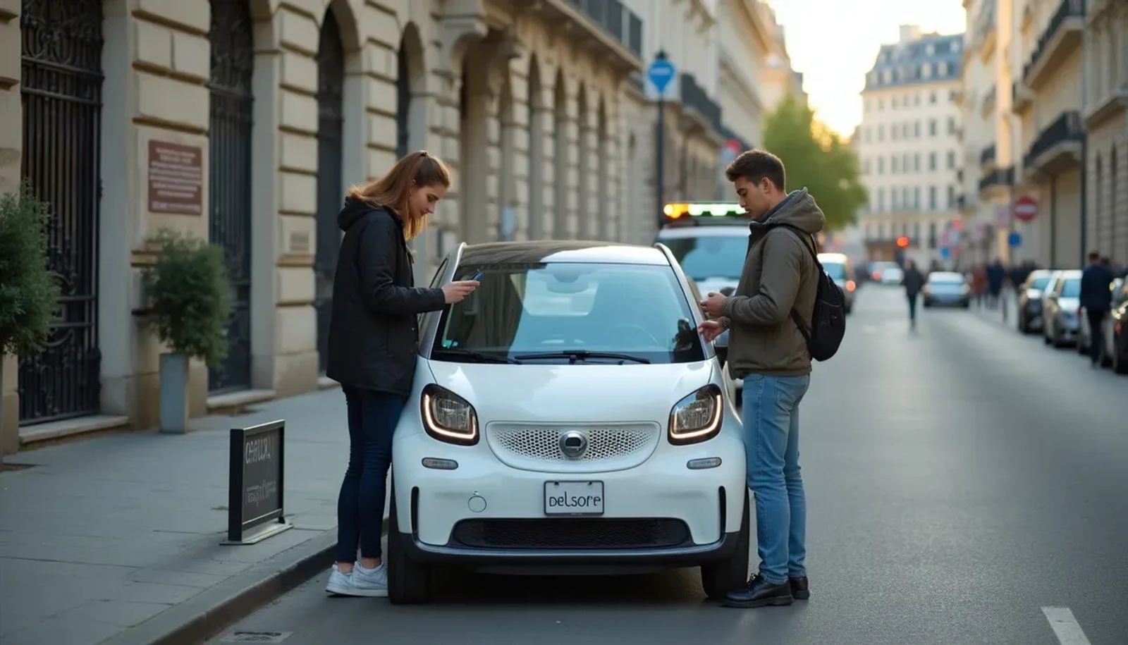 Voiture d'autopartage Zity garée sur une place dédiée à Paris