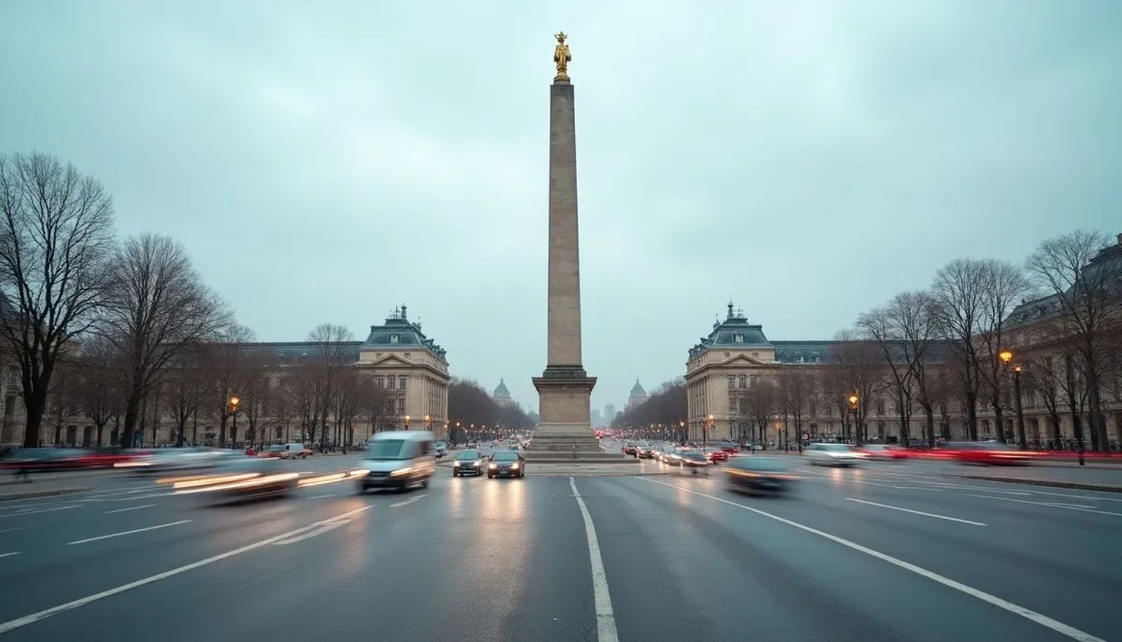 Place de la Concorde à Paris avec obélisque et trafic automobile