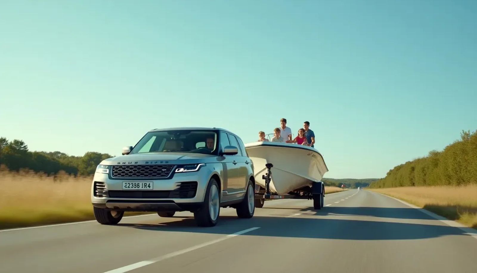 Voiture tractant une caravane sur une autoroute française en 2026