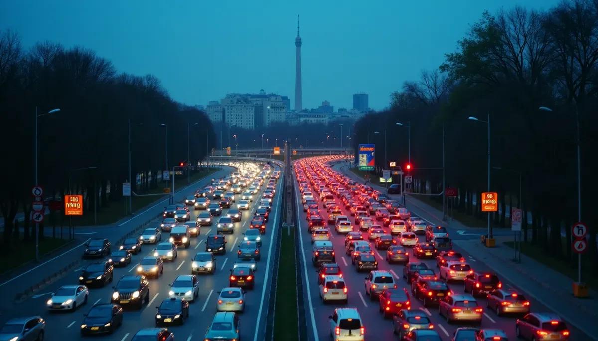 Boulevard périphérique de Paris avec trafic dense