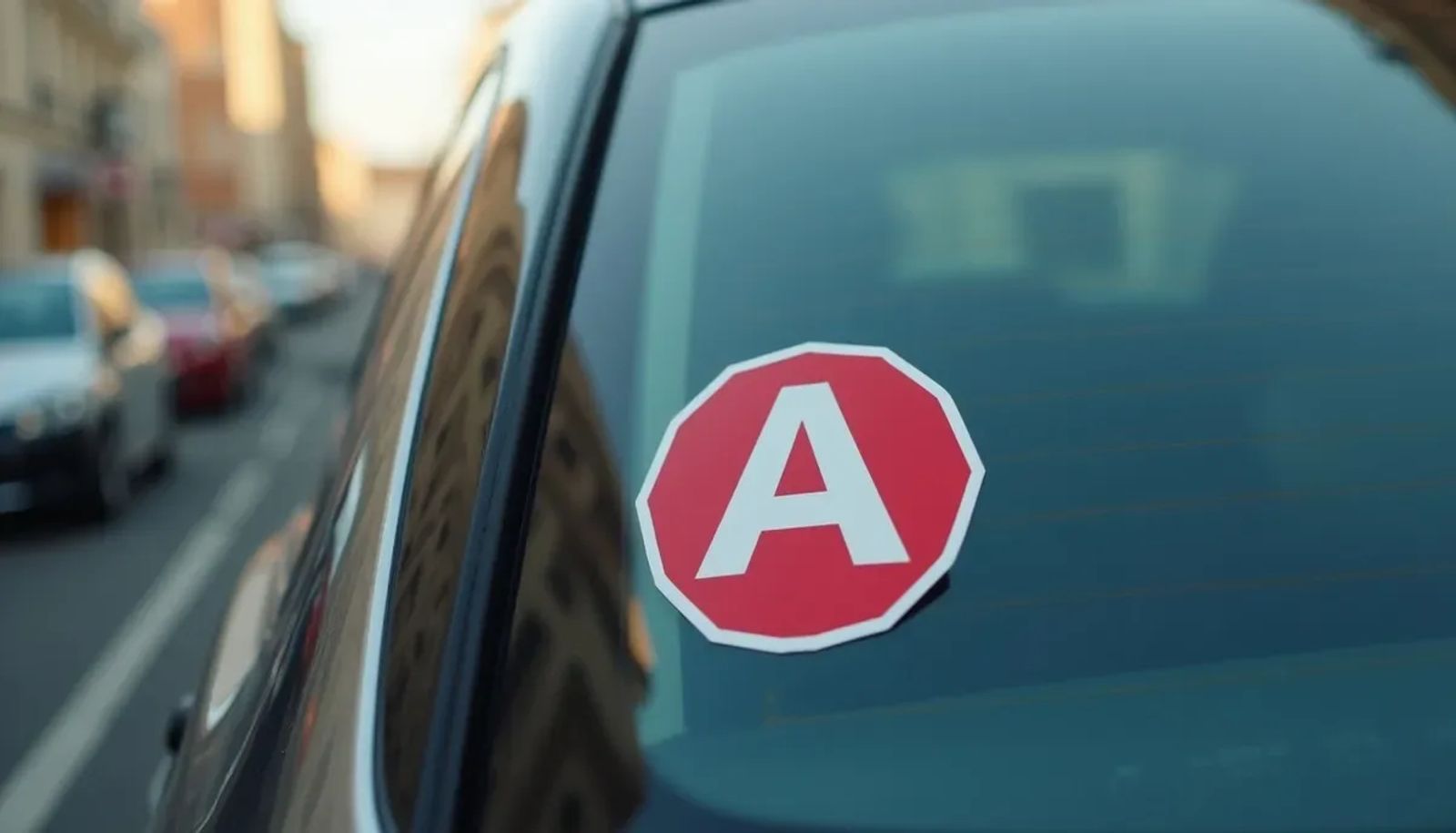 Conducteur novice avec disque A rouge sur une voiture française
