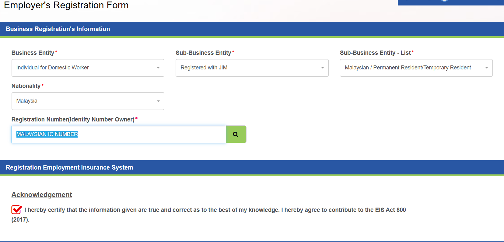 Employer's Registration Form on SOCSO Assist Portal