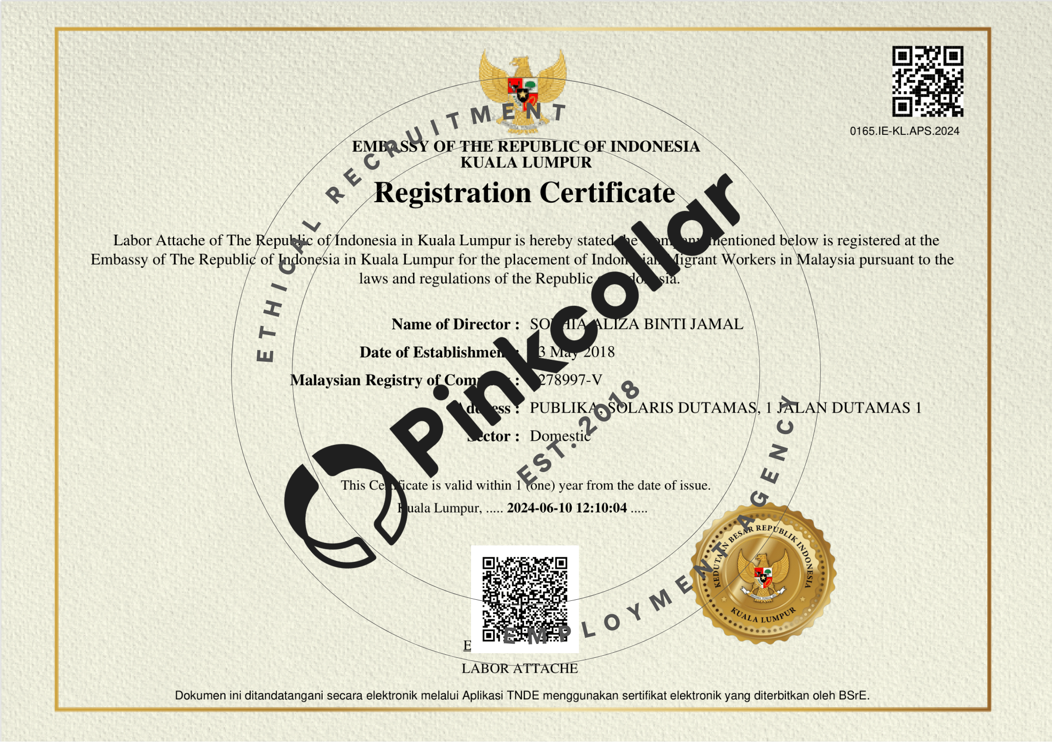 Indonesian Embassy Accreditation