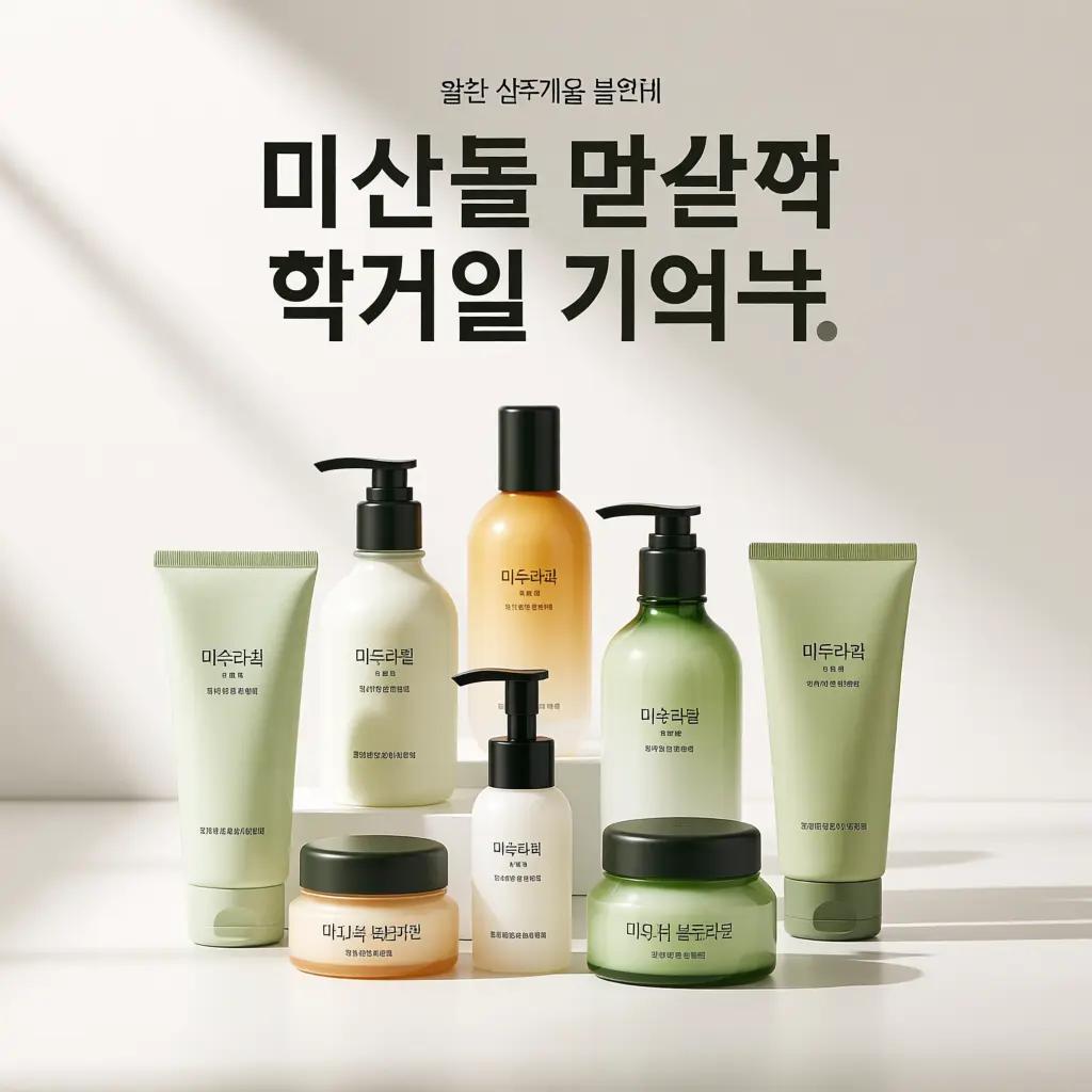 AI Generated Image of Korean skincare products neatly arranged on a white background by Qwen Image API