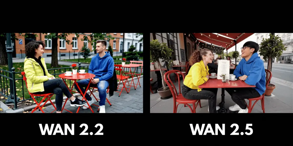 Comparison of Example 2 video generation between Wan 2.2 API and Wan 2.5 API