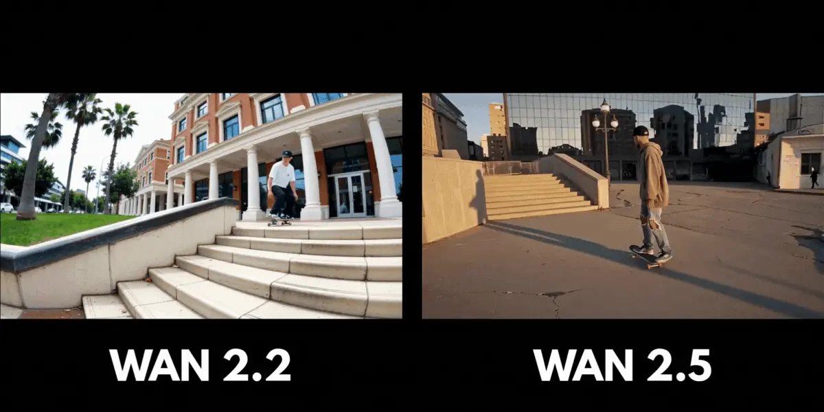 Comparison of Example 3 video generation between Wan 2.2 API and Wan 2.5 API