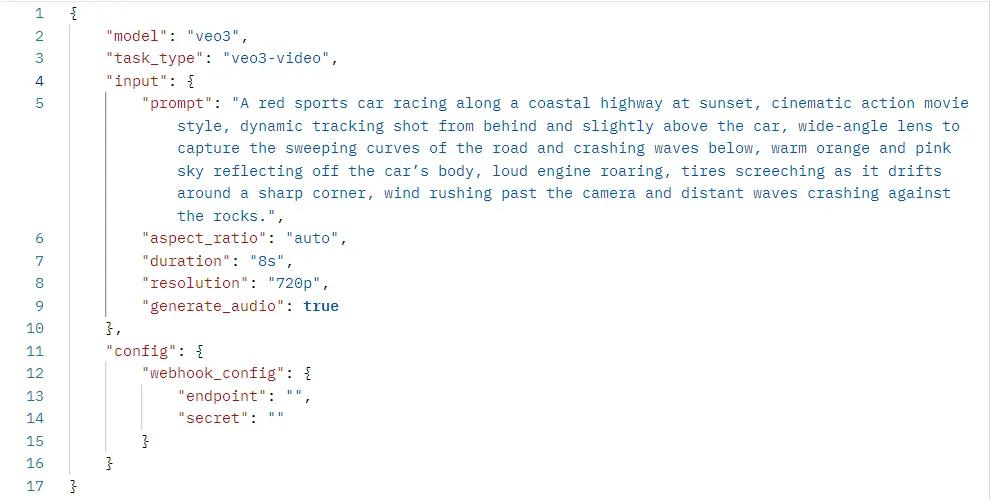 Typical JSON-style request body