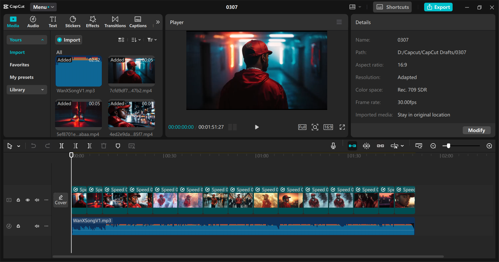 A screenshot of the video being edited in Capcut