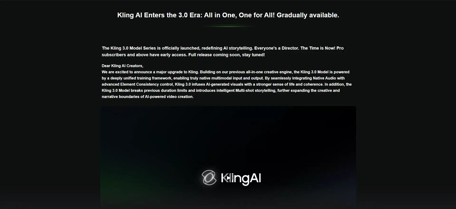 Released notes of Kling 3