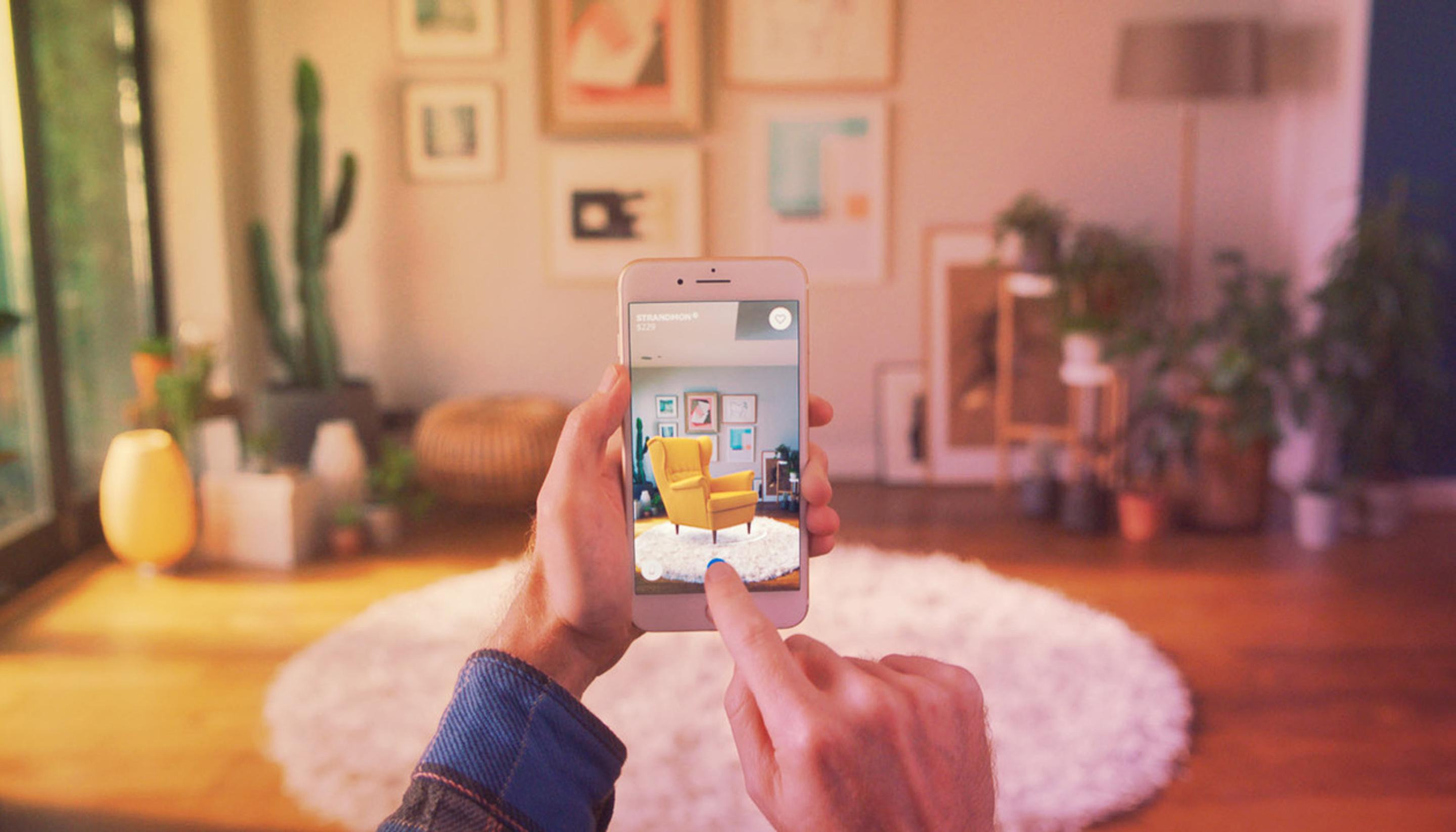The IKEA AR app allows users to test before they buy, personalising their experience by placing furniture in their real-life homes. Photo credit: LinkedIn