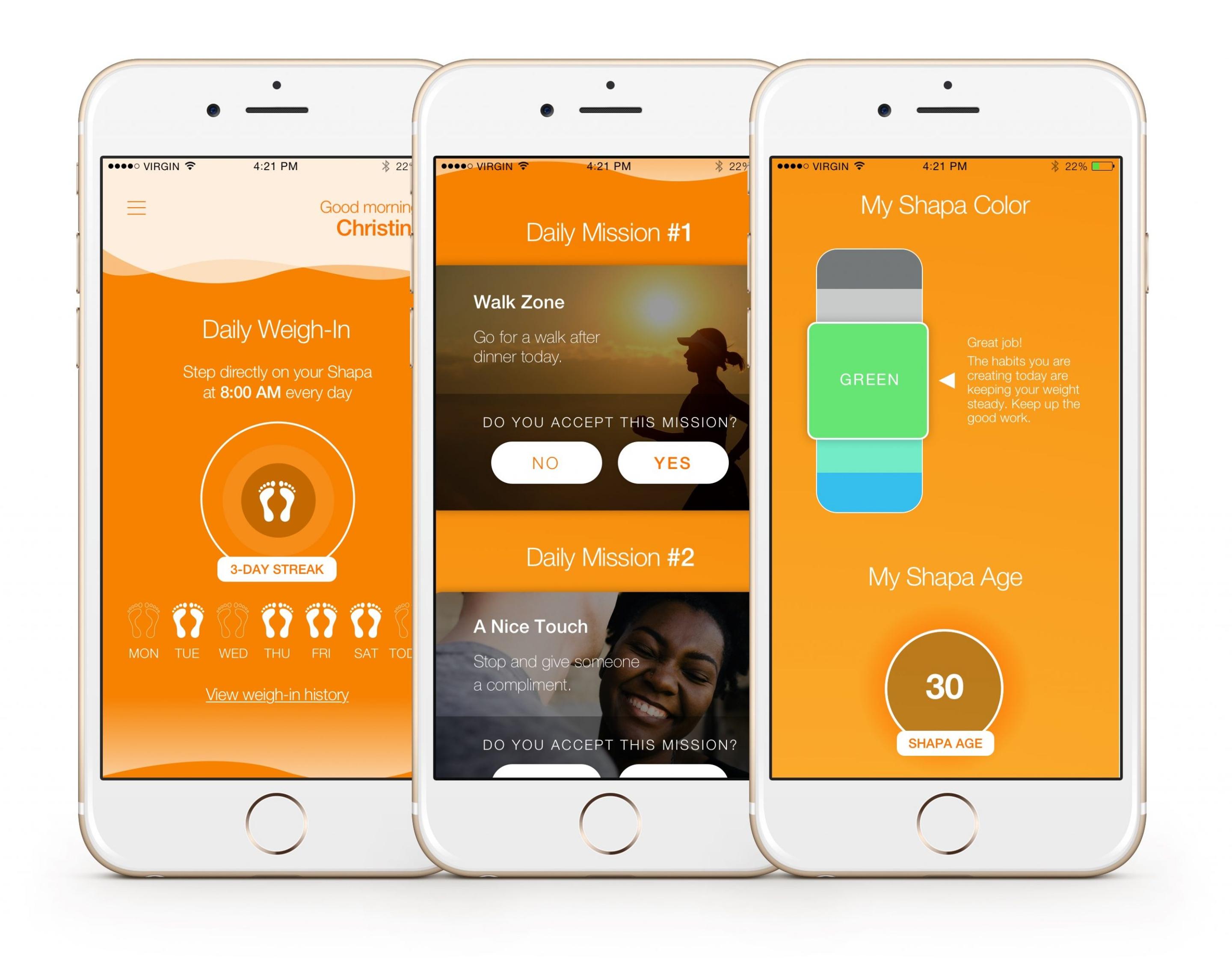 The Shapa app. Image credit: MobiHealthNews