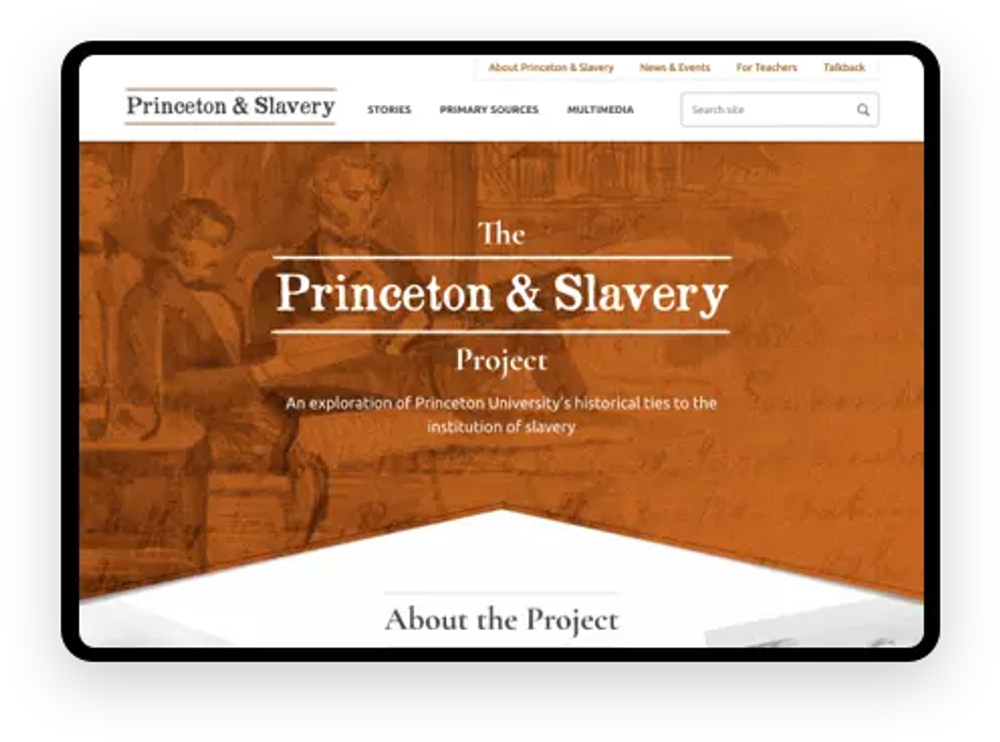 Princeton & Slavery website screenshot