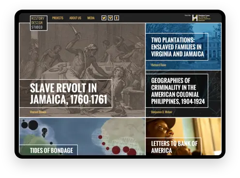 A screenshot of Harvard's History Design Studio's website