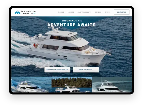 Hampton Yachts website screenshot